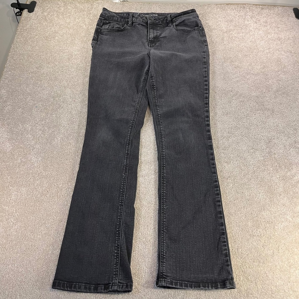 Maurices Bootcut Jeans Womens 12 Long Black Mid-Rise Stretch Faded Denim